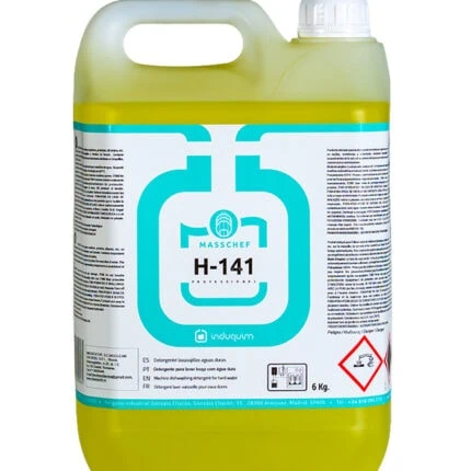 etergent profesional pentru mașini de spălat pahare H-141 Induquim, formula anti-calcar pentru apă dură