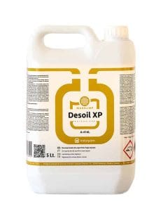 Degresant profesional pardoseli cu spumare redusă DESOIL XP, soluție alcalină concentrată pentru curățarea grăsimilor și uleiurilor de pe suprafețe industriale