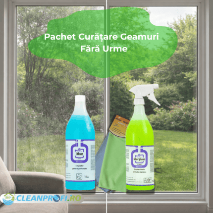 pachet curățare geamuri profesional Blue Starglass lavetă microfibră CleanProfi